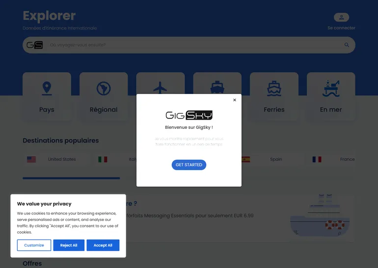 GigSky recensione pagina iniziale